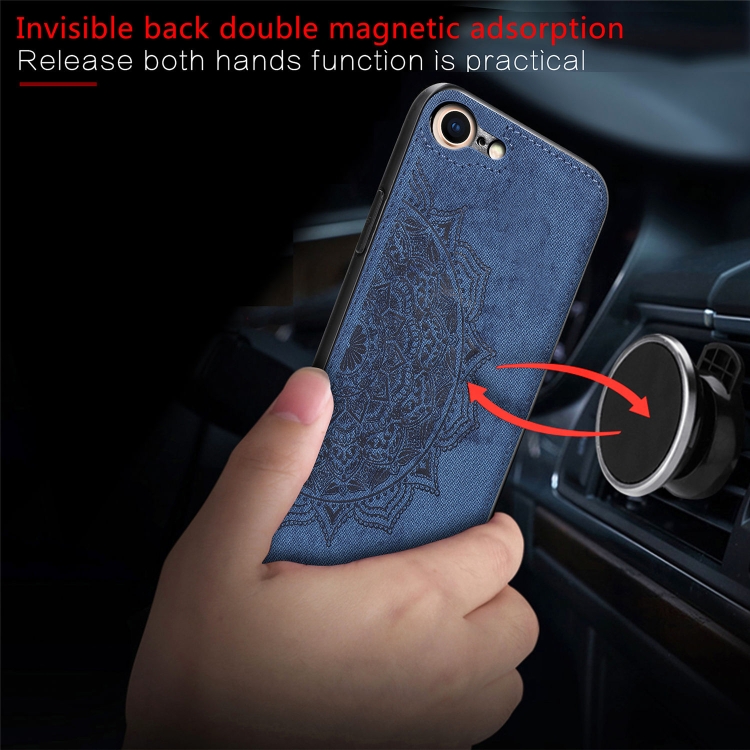 For iPhone SE 2022 / SE 2020 Mandala Embossed Cloth Cover PC + TPU Mobile Phone Case with Magnetic Function and Hand Strap(Brown) For iPhone SE 2022 / SE 2020 Mandala Embossed Cloth Cover PC + TPU Mobile Phone Case with Magnetic Function and Hand Strap(Brown)