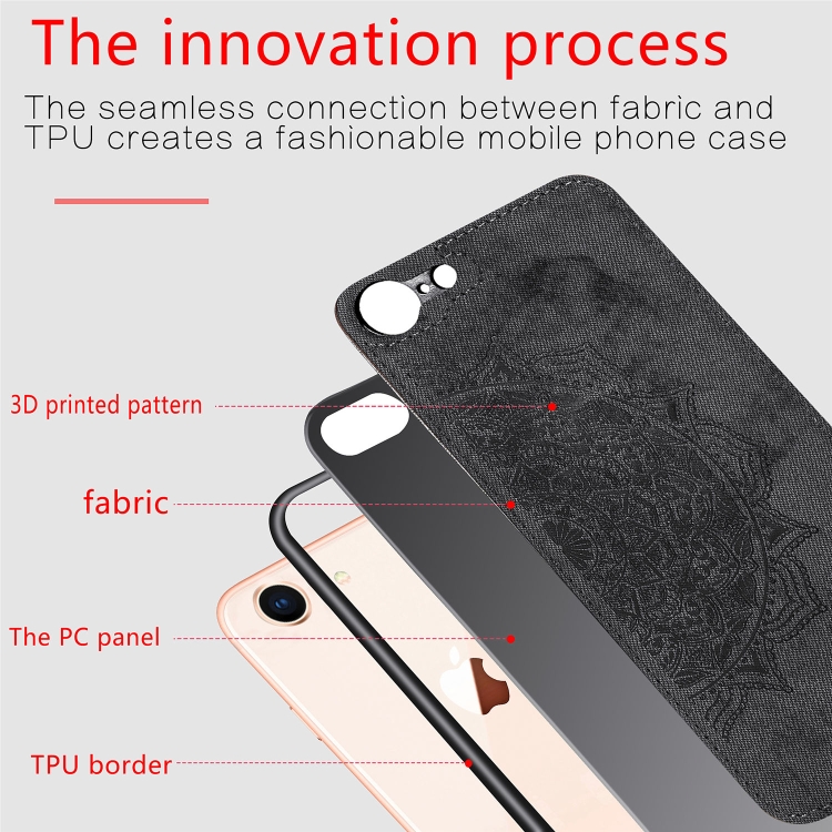 For iPhone SE 2022 / SE 2020 Mandala Embossed Cloth Cover PC + TPU Mobile Phone Case with Magnetic Function and Hand Strap(Brown) For iPhone SE 2022 / SE 2020 Mandala Embossed Cloth Cover PC + TPU Mobile Phone Case with Magnetic Function and Hand Strap(Brown)