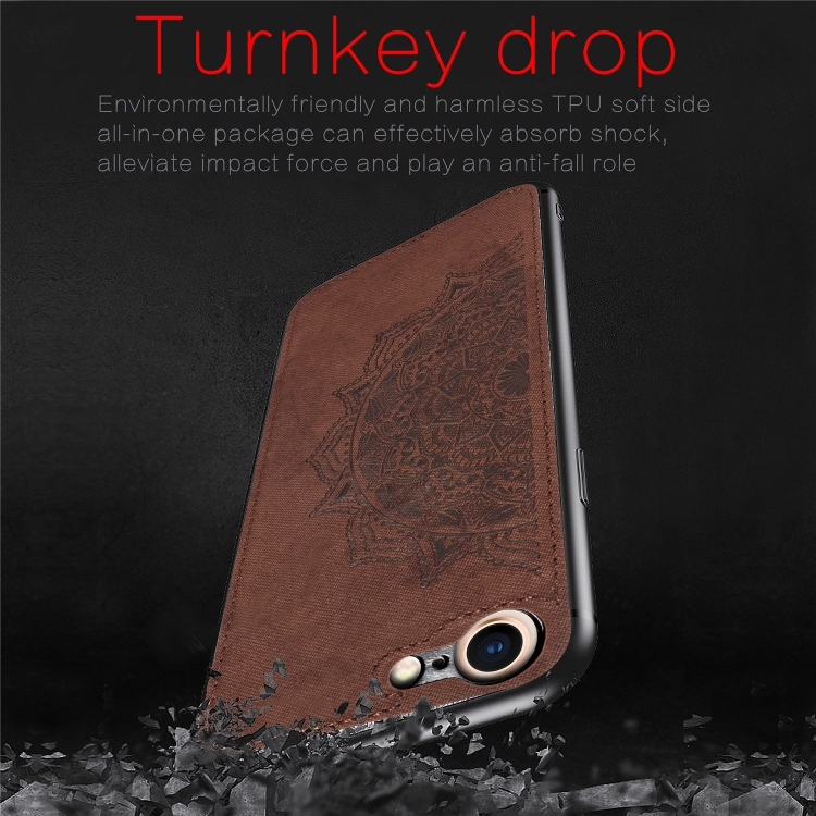 For iPhone SE 2022 / SE 2020 Mandala Embossed Cloth Cover PC + TPU Mobile Phone Case with Magnetic Function and Hand Strap(Brown) For iPhone SE 2022 / SE 2020 Mandala Embossed Cloth Cover PC + TPU Mobile Phone Case with Magnetic Function and Hand Strap(Brown)