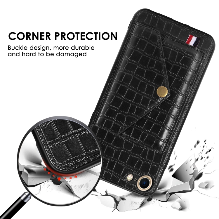 For iPhone SE 2022 / SE 2020 Crocodile Pattern PU+TPU+PVC Shatter-resistant Mobile Phone Case with Magnetic Invisible Holder & Holder & Card Slots(Brown) For iPhone SE 2022 / SE 2020 Crocodile Pattern PU+TPU+PVC Shatter-resistant Mobile Phone Case with Magnetic Invisible Holder & Holder & Card Slots(Brown)