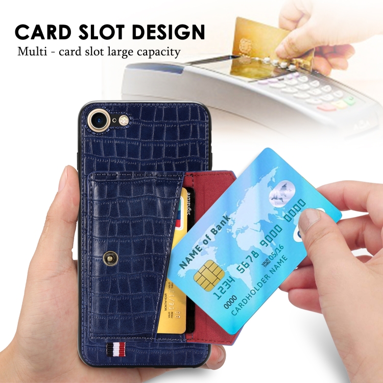 For iPhone SE 2022 / SE 2020 Crocodile Pattern PU+TPU+PVC Shatter-resistant Mobile Phone Case with Magnetic Invisible Holder & Holder & Card Slots(Brown) For iPhone SE 2022 / SE 2020 Crocodile Pattern PU+TPU+PVC Shatter-resistant Mobile Phone Case with Magnetic Invisible Holder & Holder & Card Slots(Brown)