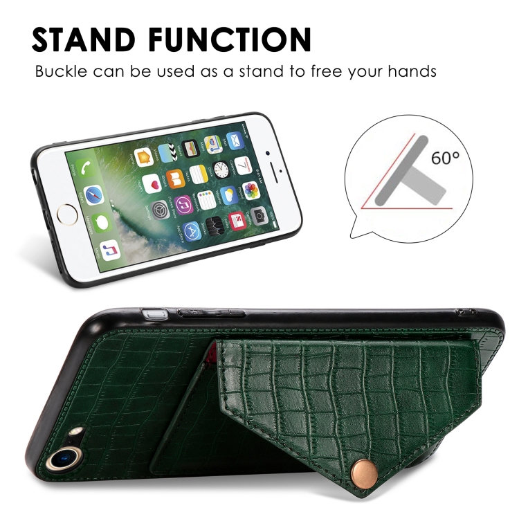 For iPhone SE 2022 / SE 2020 Crocodile Pattern PU+TPU+PVC Shatter-resistant Mobile Phone Case with Magnetic Invisible Holder & Holder & Card Slots(Brown) For iPhone SE 2022 / SE 2020 Crocodile Pattern PU+TPU+PVC Shatter-resistant Mobile Phone Case with Magnetic Invisible Holder & Holder & Card Slots(Brown)