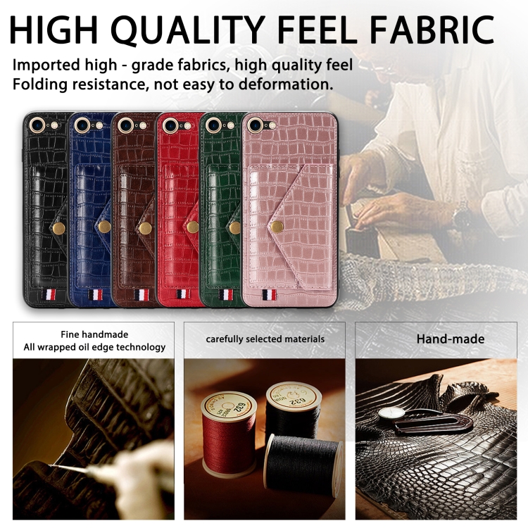 For iPhone SE 2022 / SE 2020 Crocodile Pattern PU+TPU+PVC Shatter-resistant Mobile Phone Case with Magnetic Invisible Holder & Holder & Card Slots(Brown) For iPhone SE 2022 / SE 2020 Crocodile Pattern PU+TPU+PVC Shatter-resistant Mobile Phone Case with Magnetic Invisible Holder & Holder & Card Slots(Brown)