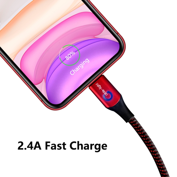 ENKAY ENK-CB204 2.4A USB to 8 Pin Nylon Weaving Data Transfer Charging Cable with Intelligent Light, Length: 1m(Black) ENKAY ENK-CB204 2.4A USB to 8 Pin Nylon Weaving Data Transfer Charging Cable with Intelligent Light, Length: 1m(Black)