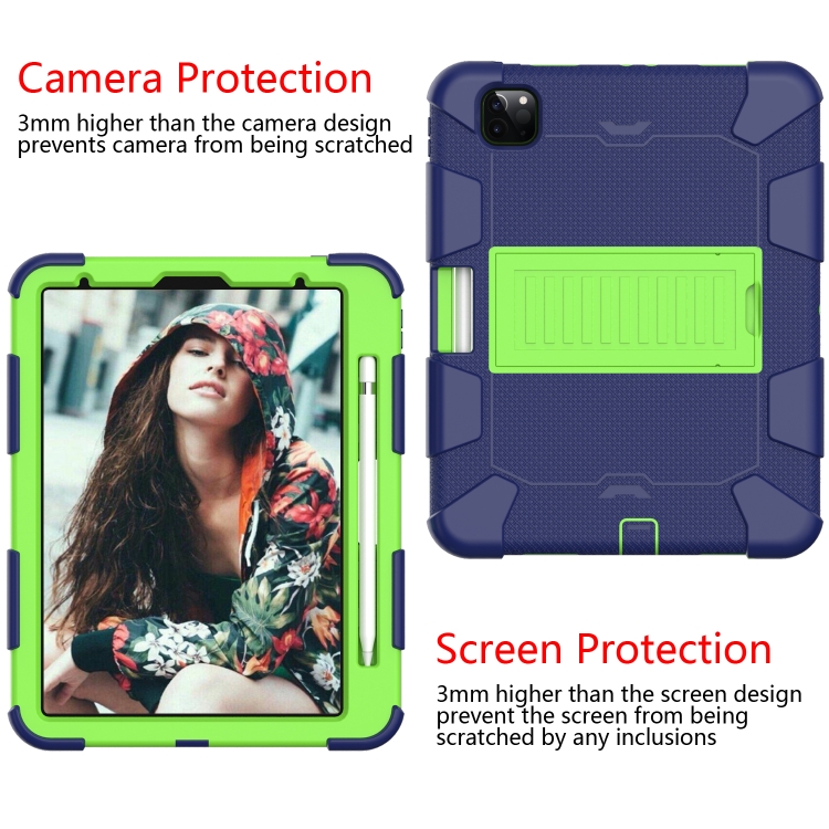 For iPad Pro 11 (2020) Shockproof Two-Color Silicone Protection Tablet Case with Holder & Pen Slot(Navy+Olivine) For iPad Pro 11 (2020) Shockproof Two-Color Silicone Protection Tablet Case with Holder & Pen Slot(Navy+Olivine)