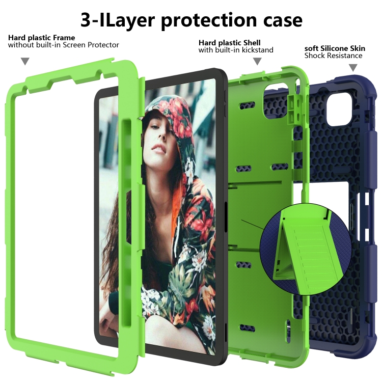 For iPad Pro 11 (2020) Shockproof Two-Color Silicone Protection Tablet Case with Holder & Pen Slot(Navy+Olivine) For iPad Pro 11 (2020) Shockproof Two-Color Silicone Protection Tablet Case with Holder & Pen Slot(Navy+Olivine)