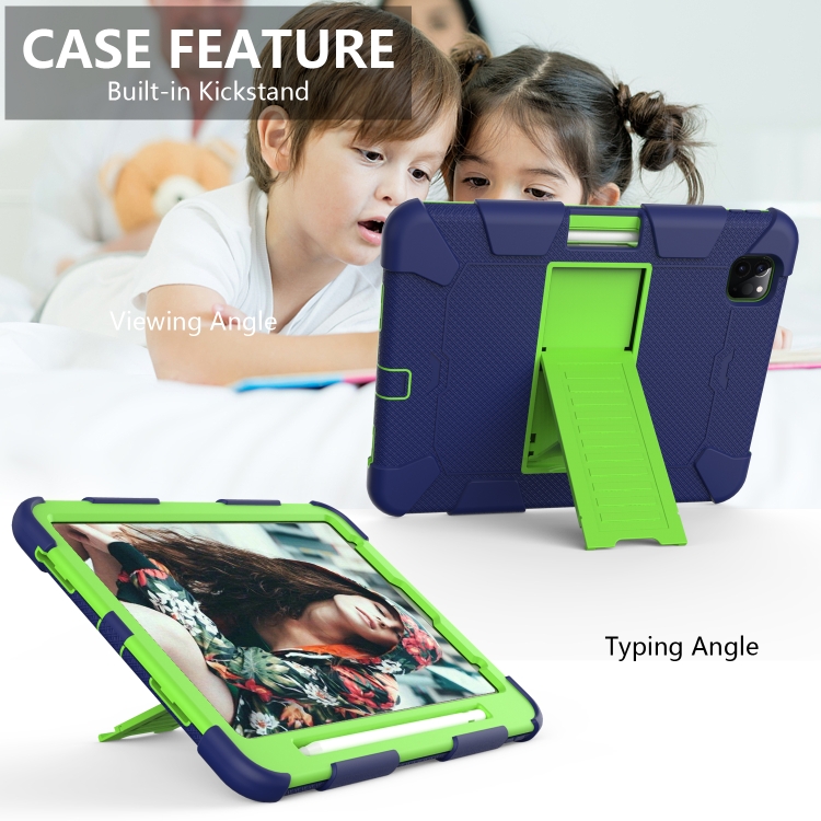 For iPad Pro 11 (2020) Shockproof Two-Color Silicone Protection Tablet Case with Holder & Pen Slot(Navy+Olivine) For iPad Pro 11 (2020) Shockproof Two-Color Silicone Protection Tablet Case with Holder & Pen Slot(Navy+Olivine)