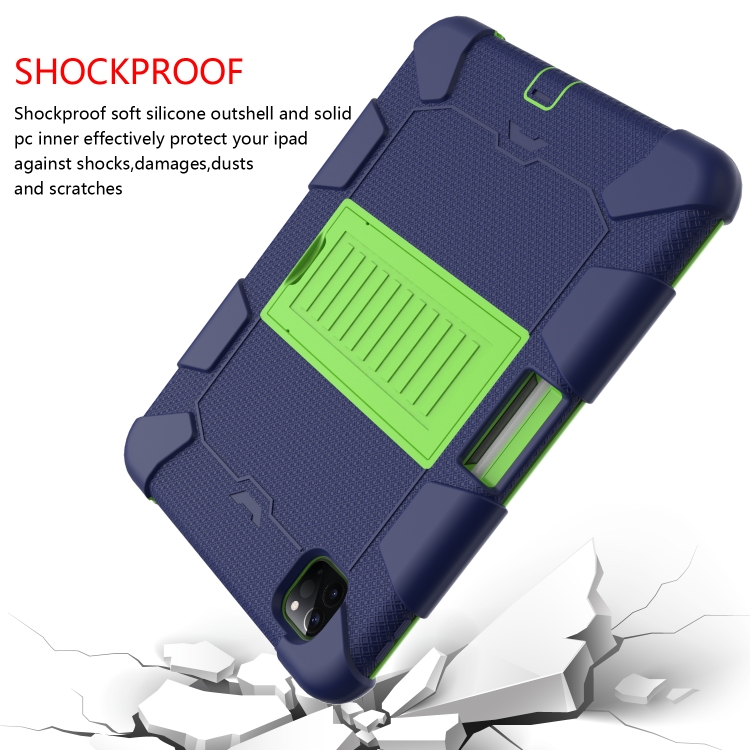 For iPad Pro 11 (2020) Shockproof Two-Color Silicone Protection Tablet Case with Holder & Pen Slot(Navy+Olivine) For iPad Pro 11 (2020) Shockproof Two-Color Silicone Protection Tablet Case with Holder & Pen Slot(Navy+Olivine)