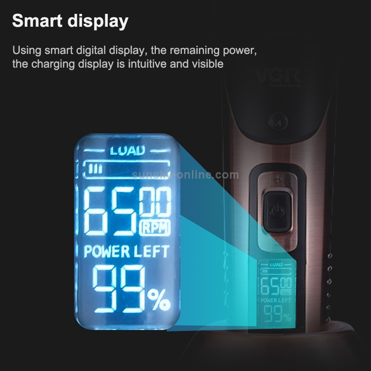 VGR V-003 กรรไกรตัดผมหลายความเร็วปรับได้ 10 วัตต์พร้อมจอแสดงผล LED ...