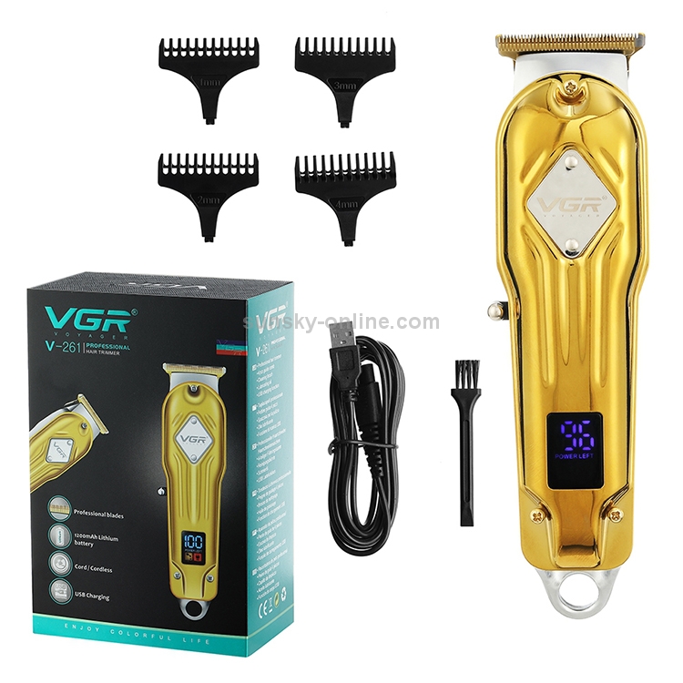 VGR V-261 8W USB Metal Professional Hair Clipper with LED Digital Display (Silver) - B3