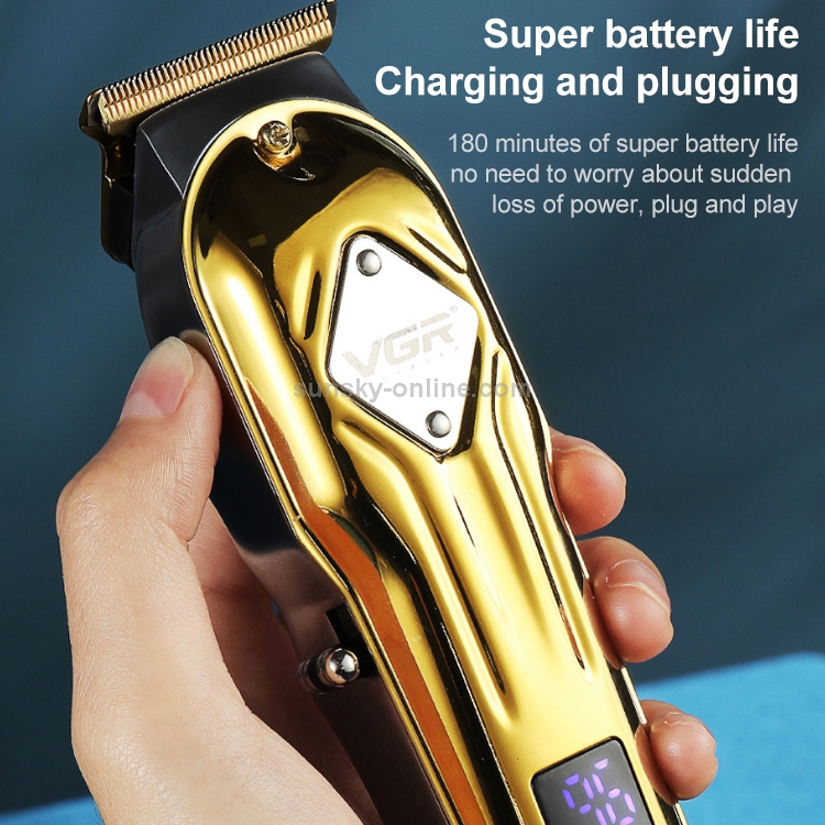 VGR V-261 8W USB Metal Professional Hair Clipper with LED Digital Display (Silver) - B5