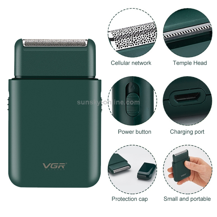 VGR V-390 5W USB Portable Reciprocating Electric Shaver (Black) - B4