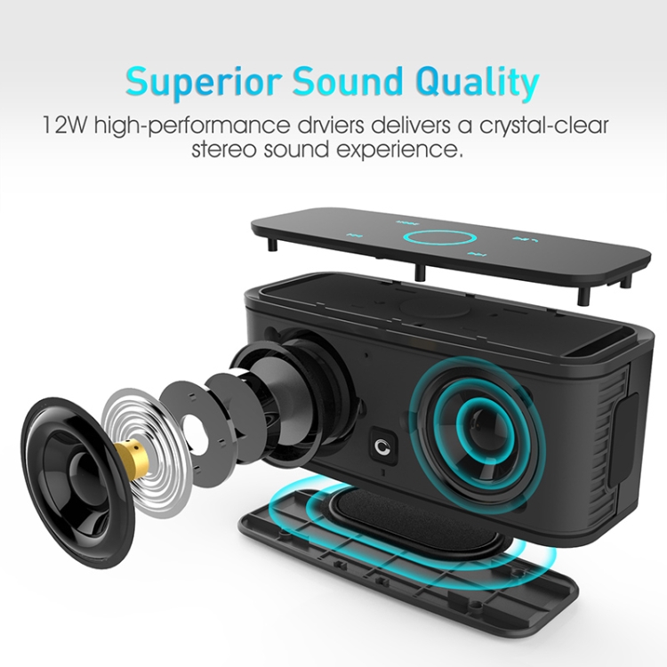 DOSSTouch Control Bluetooth Speaker 2x6W Portable Wireless Speakers Stereo Sound Box with Bass and Built-in Mic(Blue) DOSSTouch Control Bluetooth Speaker 2x6W Portable Wireless Speakers Stereo Sound Box with Bass and Built-in Mic(Blue)