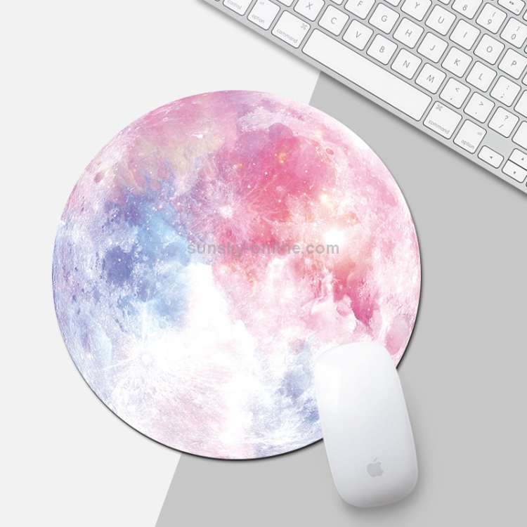 Alfombrilla de ratón circular con diseño de luna de color arcoíris, diámetro: 22 cm - 1