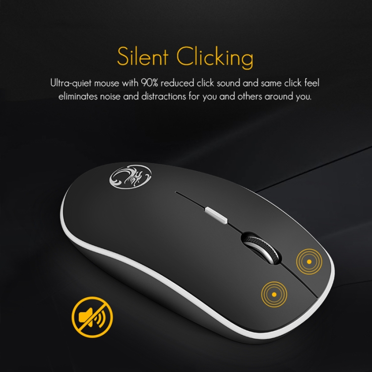 Mouse silenzioso wireless colorato HXSJ M40 a 4 tasti 2.4G (argento)