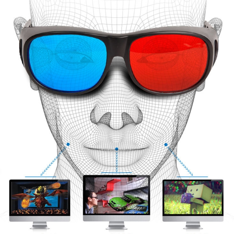 Gafas 3D azules rojas Gafas de visión 3D enmarcadas anaglifo para juegos Película estéreo Gafas dimensionales Gafas de plástico - 4