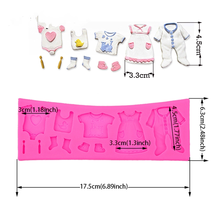 2 PCS Baking Mold Baby Shoes Fondant Cake Mold Kid Clothes Silicone DIY  Chocolate West Point Mold