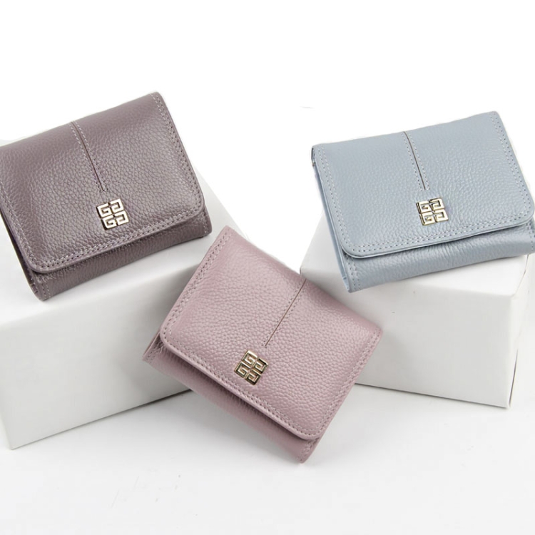 Cartera para mujer Cartera corta de cuero genuino Monedero Monedero Carteras  de cuero para mujer Mini Cartera pequeña (Negro)