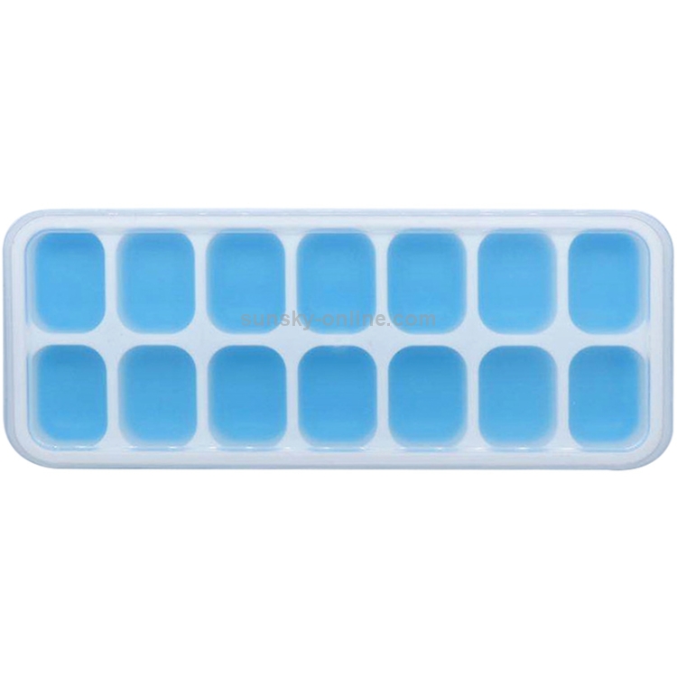 14 Grid Silicone Ice Grid Household Square Ice Grid Silicone Mold With Lid( Blue)