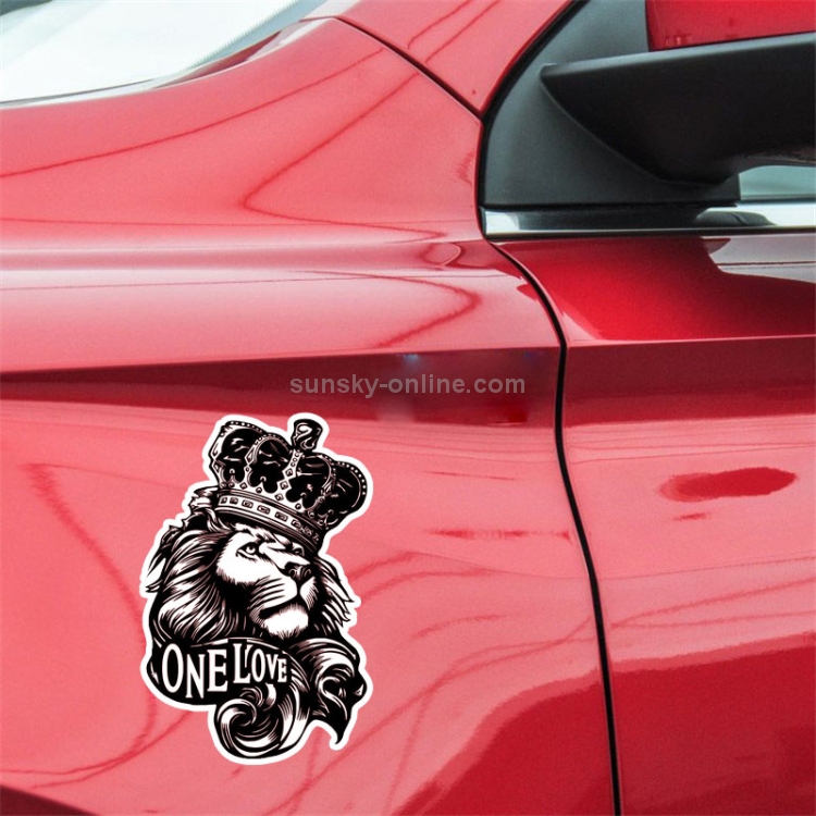 5 PCS YJZT One Love Lion Crown PVC-Tierautoaufkleber, Größe: 10x15,3 cm