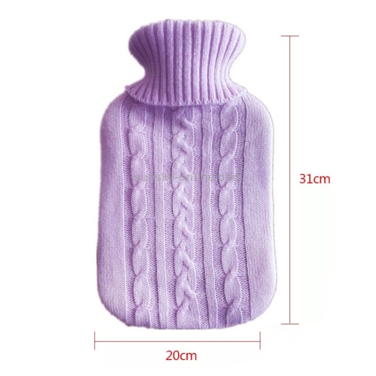 Bouillotte à tricoter de couleur unie (sans bouillotte) Bouillotte à  tricoter douce remplie d'eau à l'eau chaude Sac en velours (violet clair)