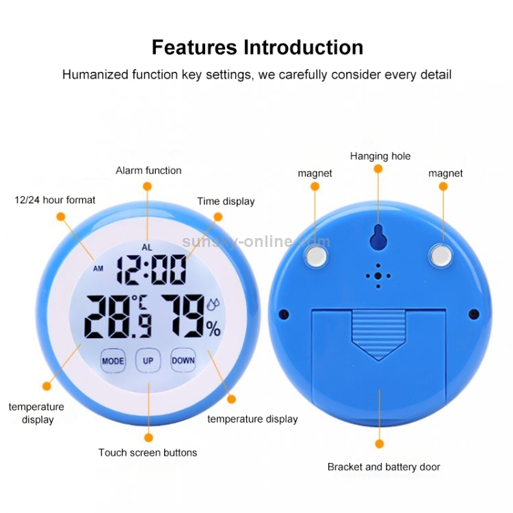 Thermomètre électronique intérieur haute précision bleu
