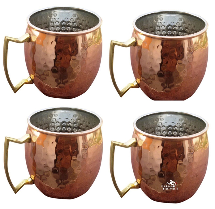 Copper Plating Stainless Steel Mug Cocktail Glass Beer Mug Rose Gold, Style:Hammer  point