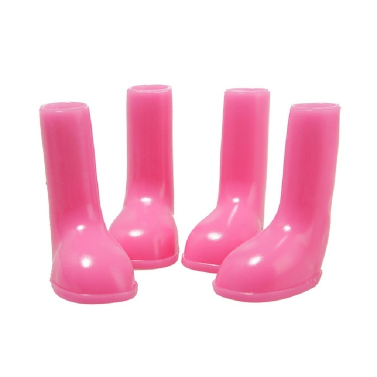 4pcs mascota perro antideslizante calzado de lluvia de protección de goma impermeable color rosa talla S