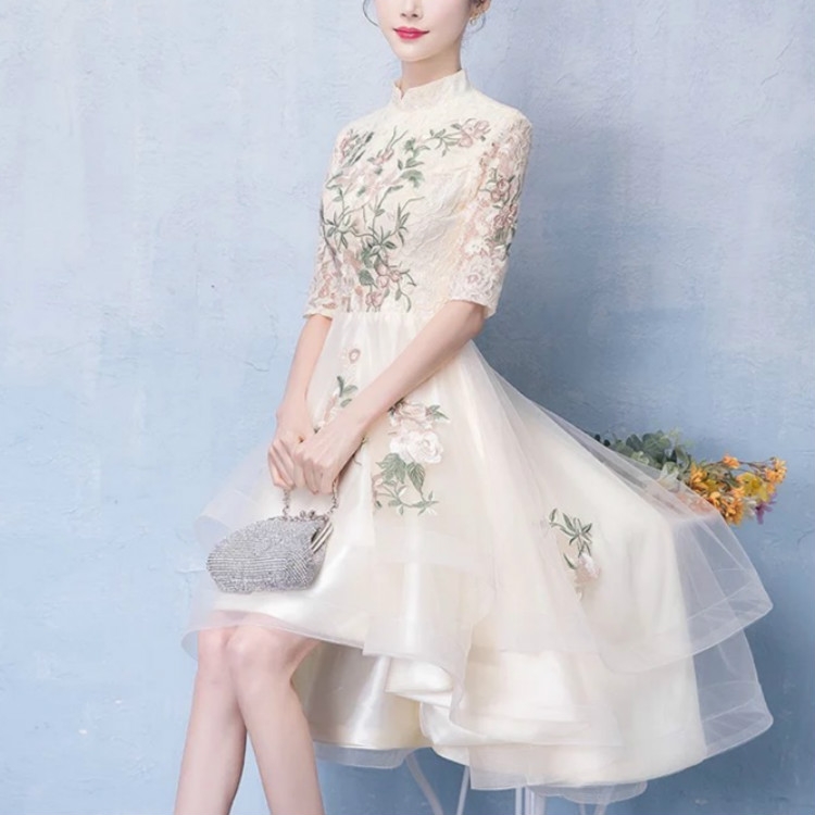 Long Chinese Modern Wedding Cheongsam Robe Mariage Femme Oriental Styled  Dresses, Size:S