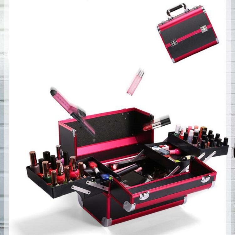 Caja de maquillaje profesional Caja de herramientas de manicura para salón de belleza, Color: Polvo noble - 2