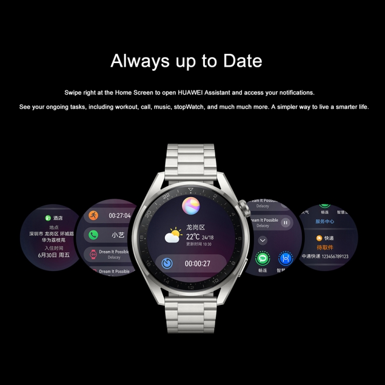 Original HUAWEI WATCH 3 Pro Smart Sports Watch, Color:Enjoyable Gray - B4