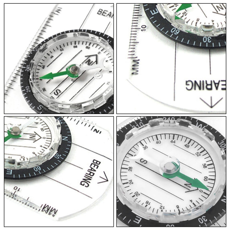 Outdoor Hiking Camping Baseplate Compass Map Measure Ruler