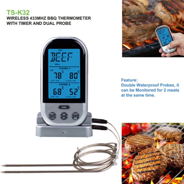 Thermomètre de viande numérique pliable 2 PCS Sonde sans fil