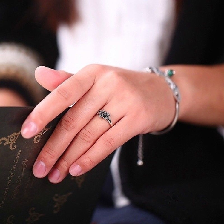 Women Vintage Rose Simple Engagement Ring Jewelry Fashion Jewelry, Ring Size :7