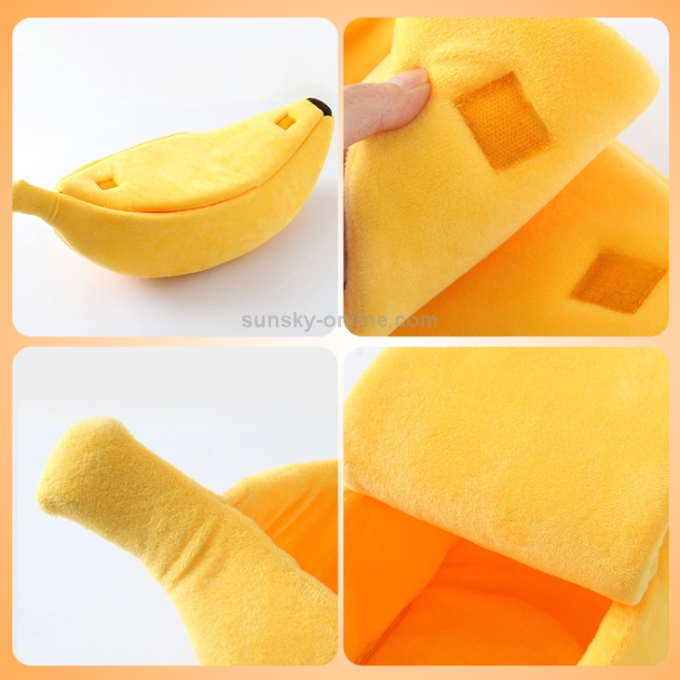 Creative Kennel Forma de plátano Arena para gatos Invierno Cálido nido para mascotas, Tamaño: L (Amarillo) - 4