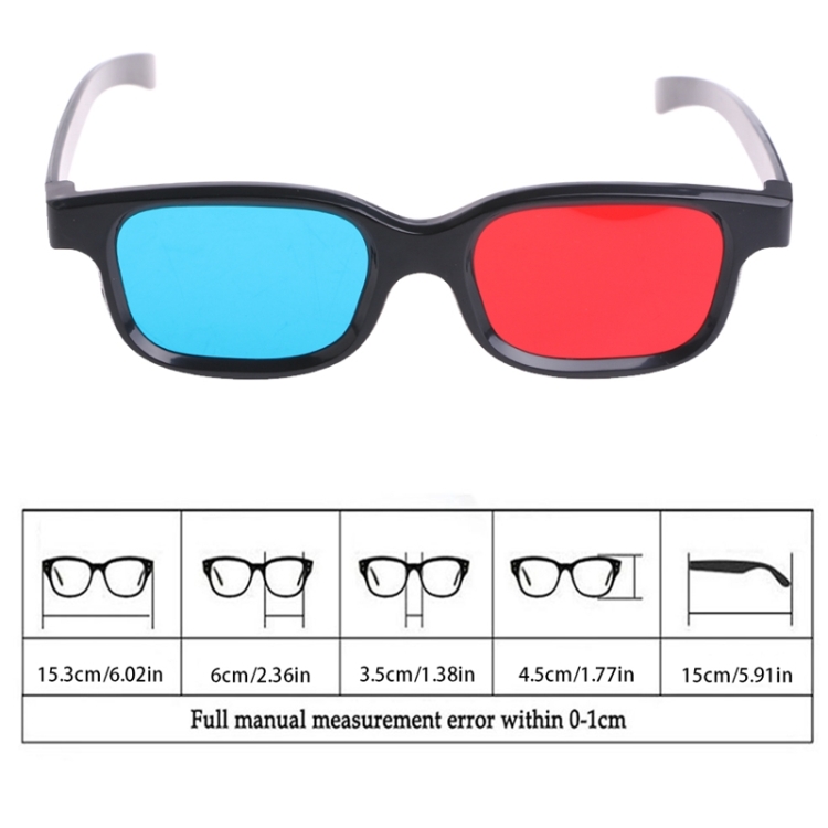 10pcs Occhiali 3D Occhiali universali neri con montatura rossa blu ciano  anaglifi 3D 0,2 mm per videogiochi DVD