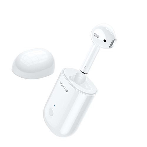 USAMS Lebei Series US-LB001 TWS Touch Bluetooth 5.0 Single Ear Wireless Bluetooth Earphone with Charging Box(White)