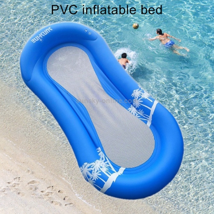 Kreta ten tweede hoorbaar PVC Opblaasbaar Drijvend Waterbed Mesh Bodem Water Hangmat Lounge Stoel  Opblaasbaar Drijvend Bed (Blauw)