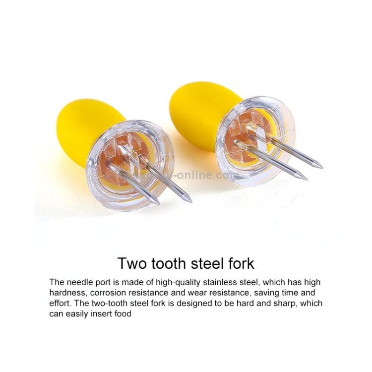 5 Pairs Outdoor BBQ Stainless Steel Corn Fork Fruit Fork Corn Device(Yellow)