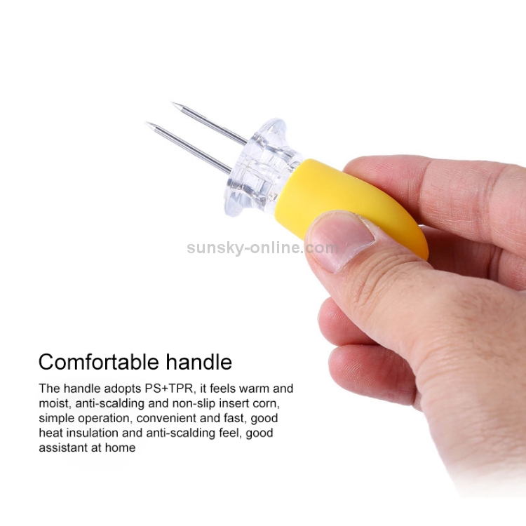 5 Pairs Outdoor BBQ Stainless Steel Corn Fork Fruit Fork Corn Device(Yellow)