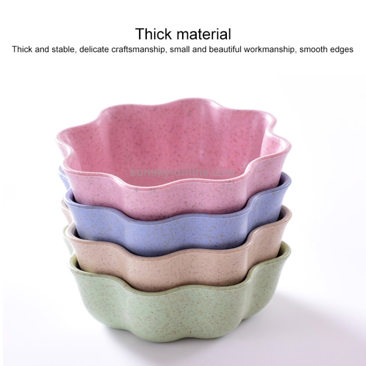 5 PCS Creative Plum Shape Dishes Wheat Straw Seasoning Dish Snack Plate  Chili Sauce Ketchup Dressing Salt Dish,Size:7x7x2.5cm(Blue)