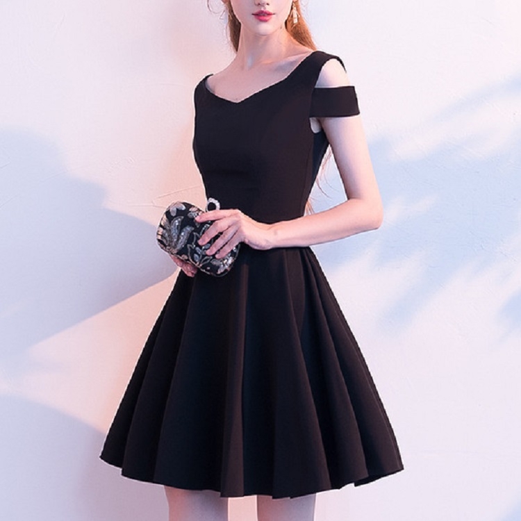 Summer Slim Party Banquet Dress Birthday Party Dress Size L Black