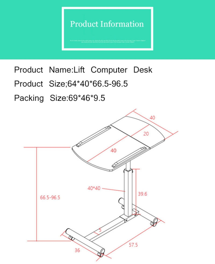 Bureau d'ordinateur portable de levage Table de chevet canapé-lit pour  ordinateur portable Support de