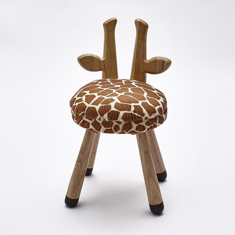 Oak Animal Kids Chair Home Wooden Stool Nordic Style Children Room  Decoration Chair(Giraffe)