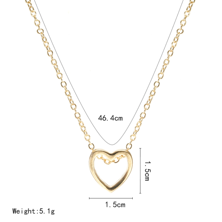 Collar de moda Diseño de corazón Collar simple hueco (oro) - 1