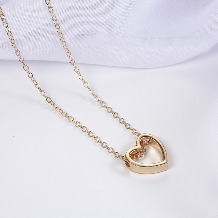 Collar de moda Diseño de corazón Collar simple hueco (oro) - 4