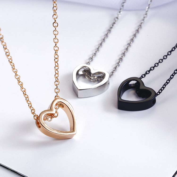 Collar de moda Diseño de corazón Collar simple hueco (oro) - 5