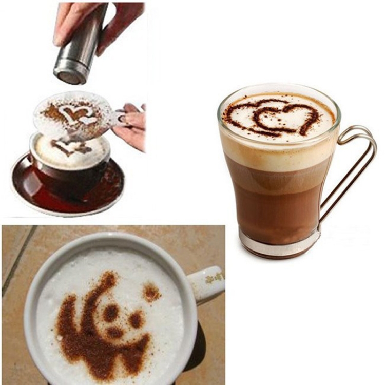 32 PCS Coffee Stencil Filter Coffee Maker Cappuccino Mold Templates Strew  Flowers Pad Spray Art Baking Tools