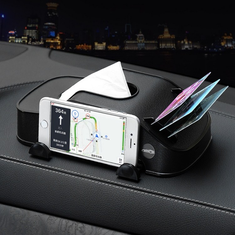 Three-in-one Car Drawer Card Slot Car Phone Navigation Bracket Multifunctional Car Tissue Bag(Black) Three-in-one Car Drawer Card Slot Car Phone Navigation Bracket Multifunctional Car Tissue Bag(Black)