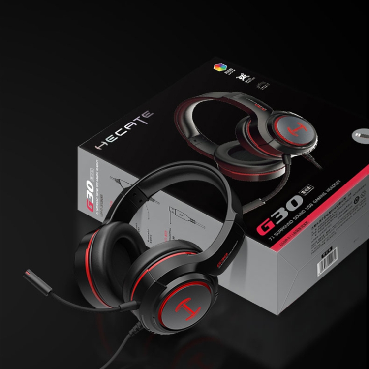 Edifier HECATE G30 Vibration Version RGB USB7.1 Independent Sound Card Professional Gaming Headset with Pluggable Microphone, Cable Length: 2.5m(Black Red) - 8